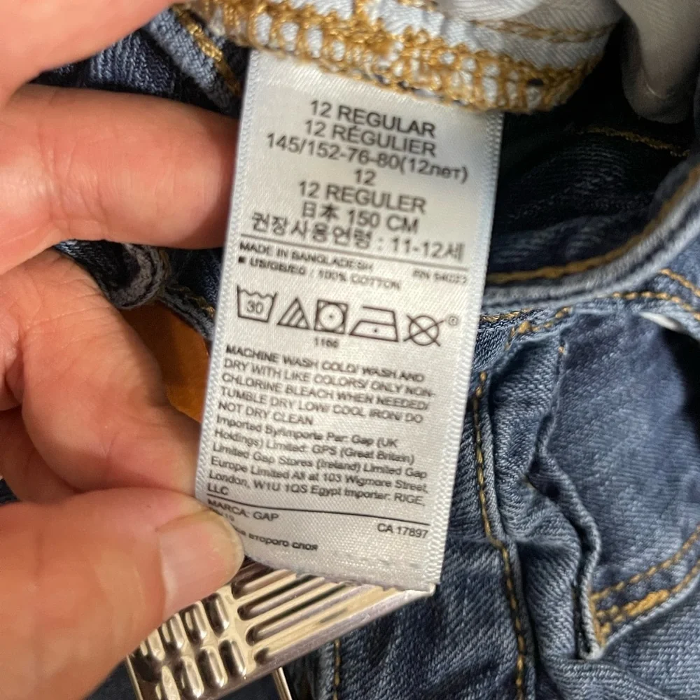 GAP Kids Blue Regular Girlfriend Jeans Size‎ 12 Adjustable waist